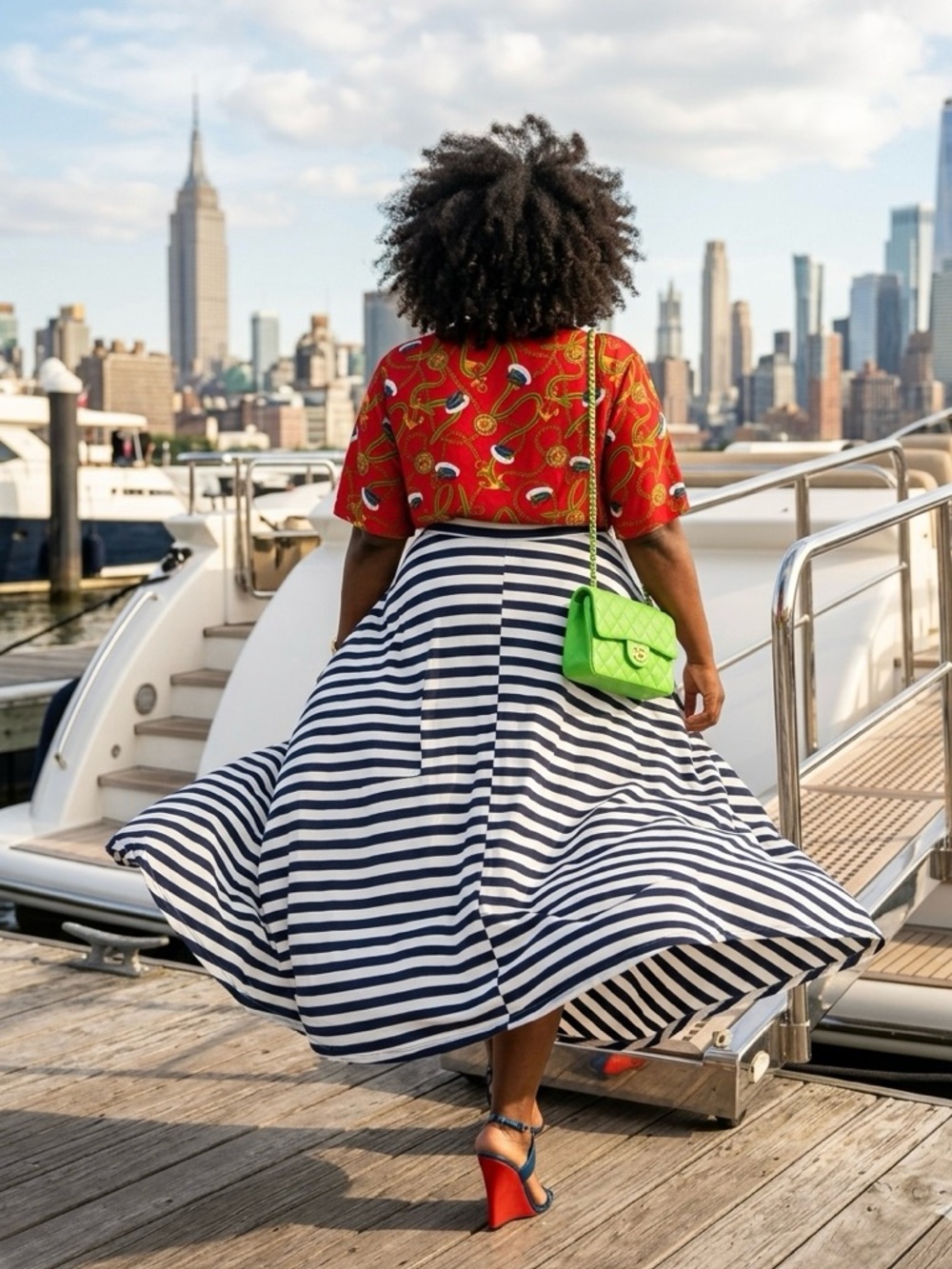 PLUS SIZED VINTAGE NAUTICAL STATEMENT BLOUSE